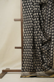 Black HBP Cotton Silk Saree With Maheshwari Border - SRBCSS1289