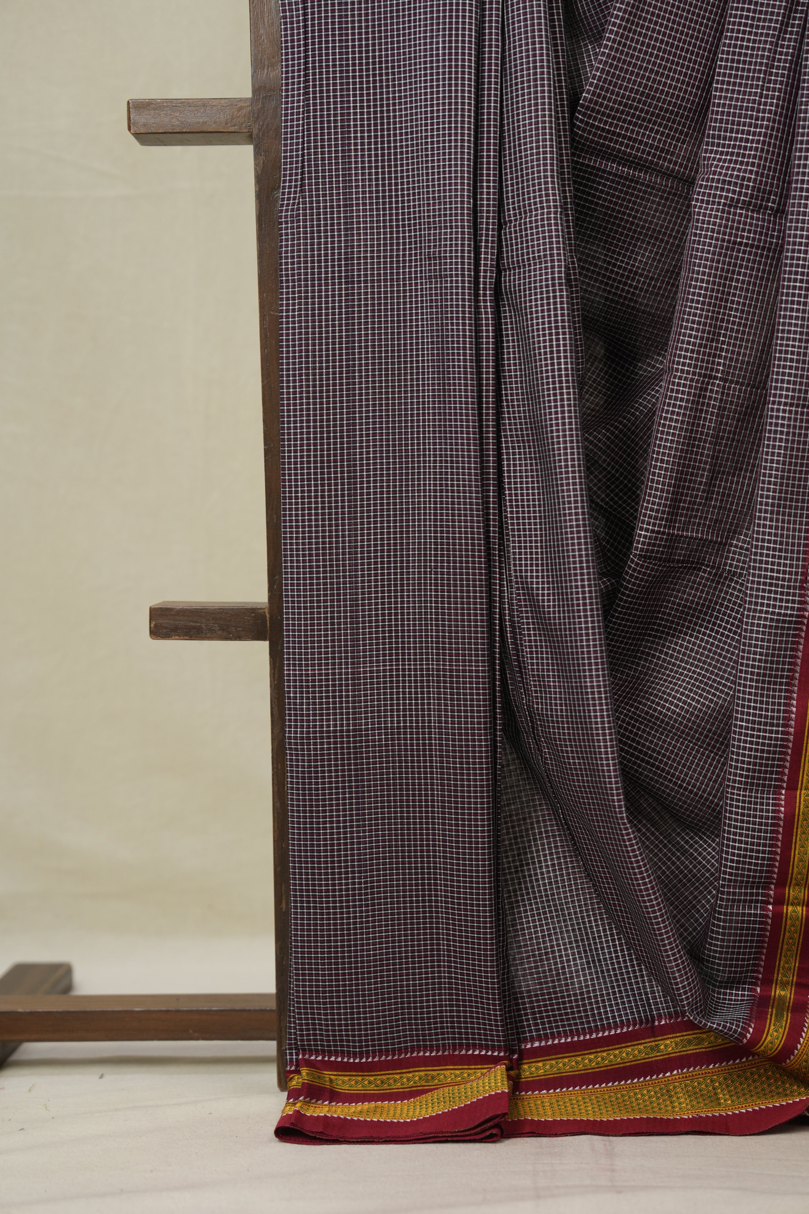 Black White Mixed Cotton Ilkal Saree - SRBWMCIS934