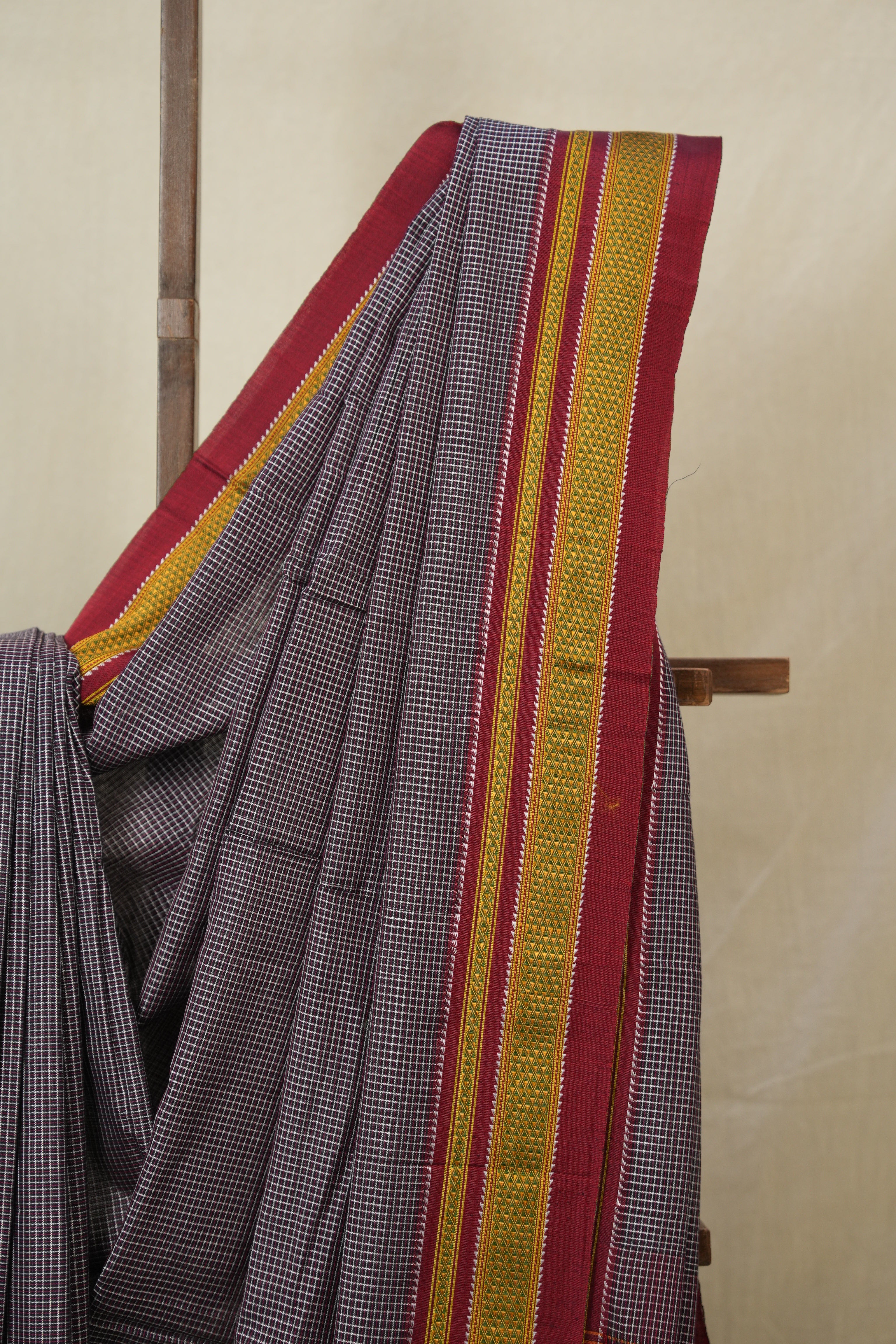 Black White Mixed Cotton Ilkal Saree - SRBWMCIS934