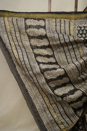 Black HBP Cotton Silk Saree With Maheshwari Border - SRBCSS1289