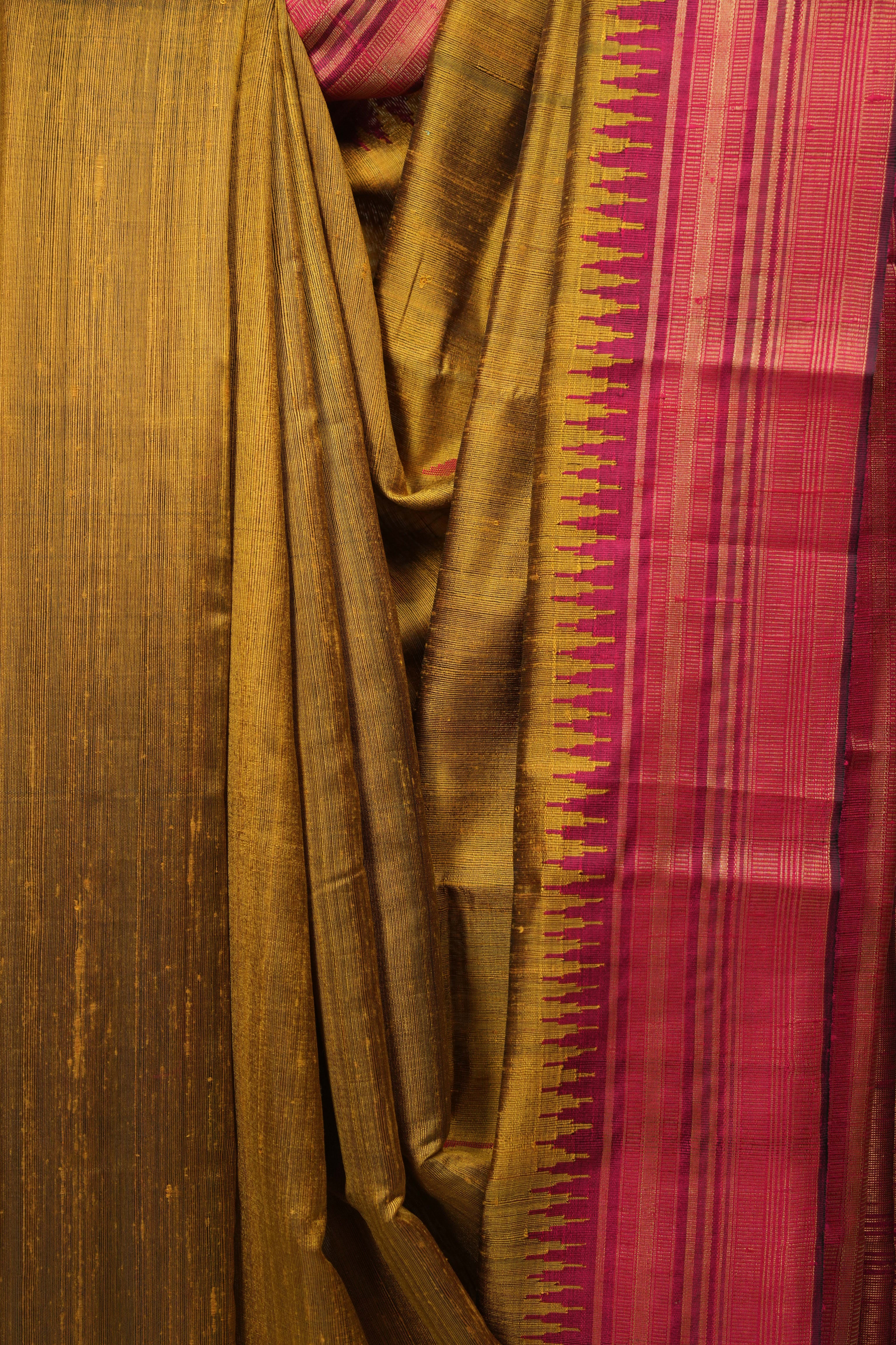 Gold Raw Silk Saree - SRGRSS1005