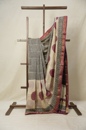 Off- White HBP Cotton Silk Saree With Maheshwari Border - SROWCSS1290