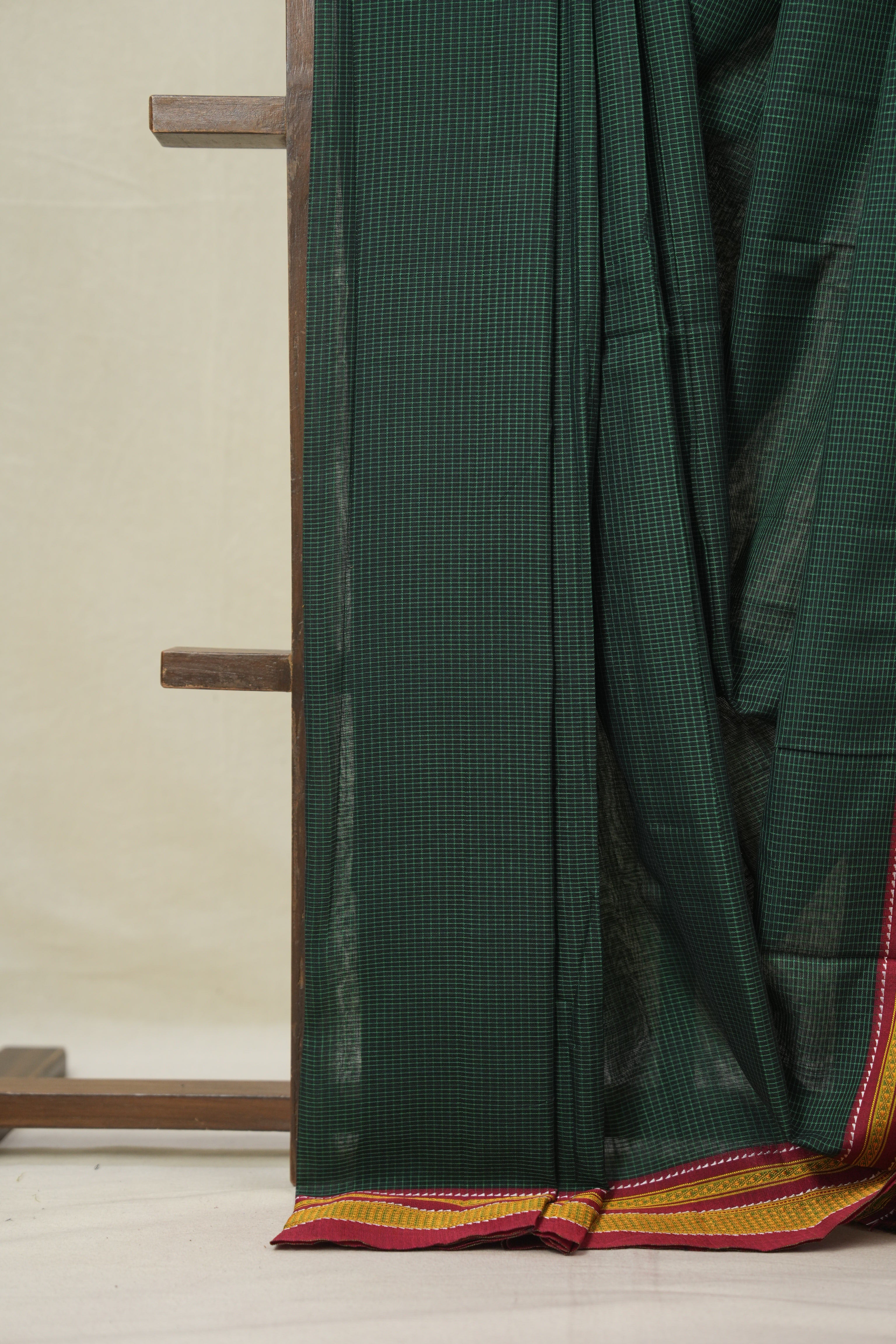 Green Mixed Cotton Ilkal Saree - SRGMCIS933