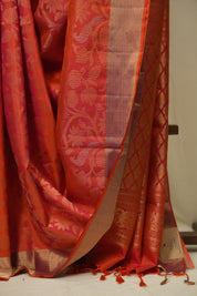 Dual Tone Peach Soft Silk Saree - SRDTPSSS466