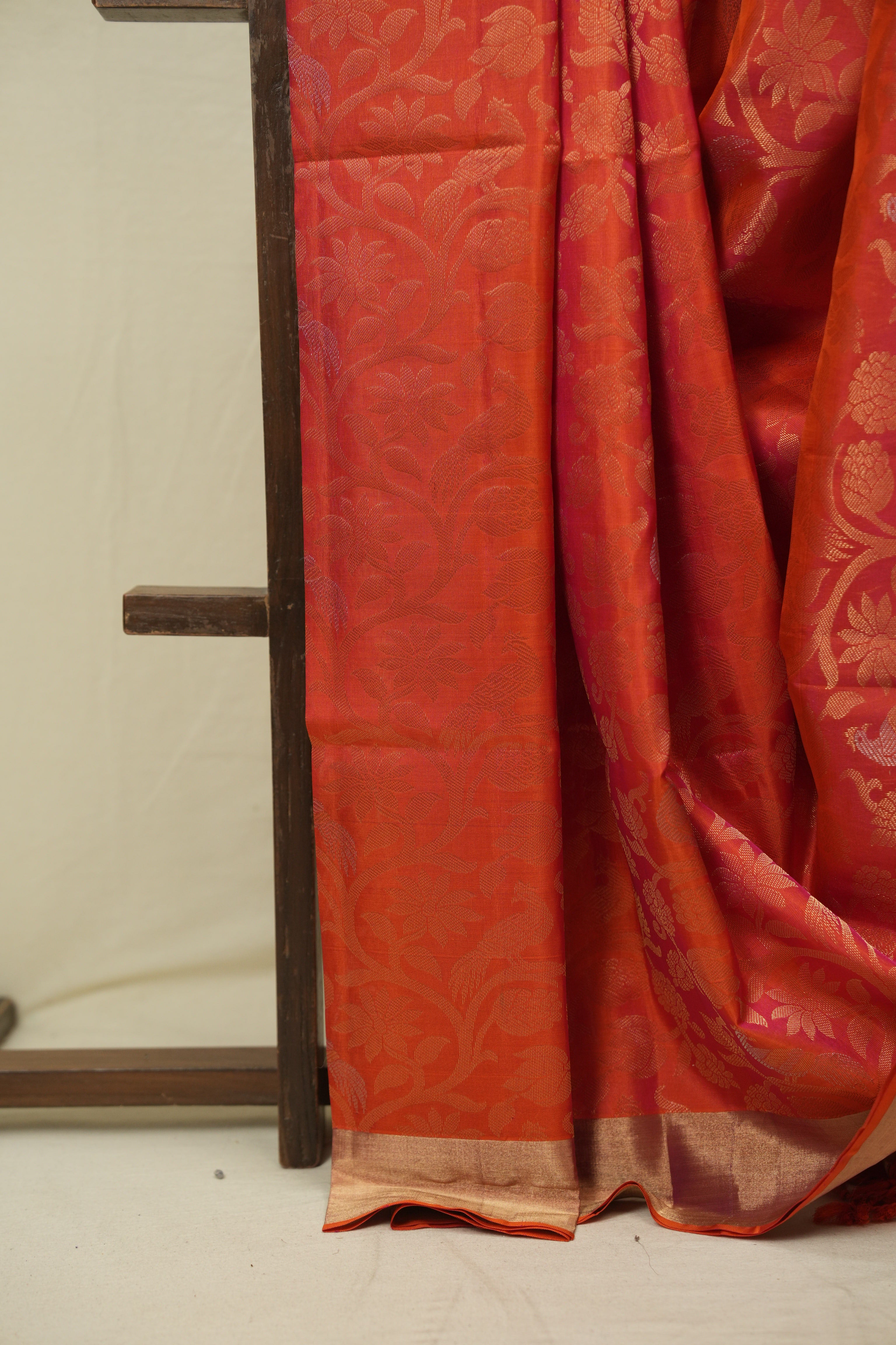 Dual Tone Peach Soft Silk Saree - SRDTPSSS466