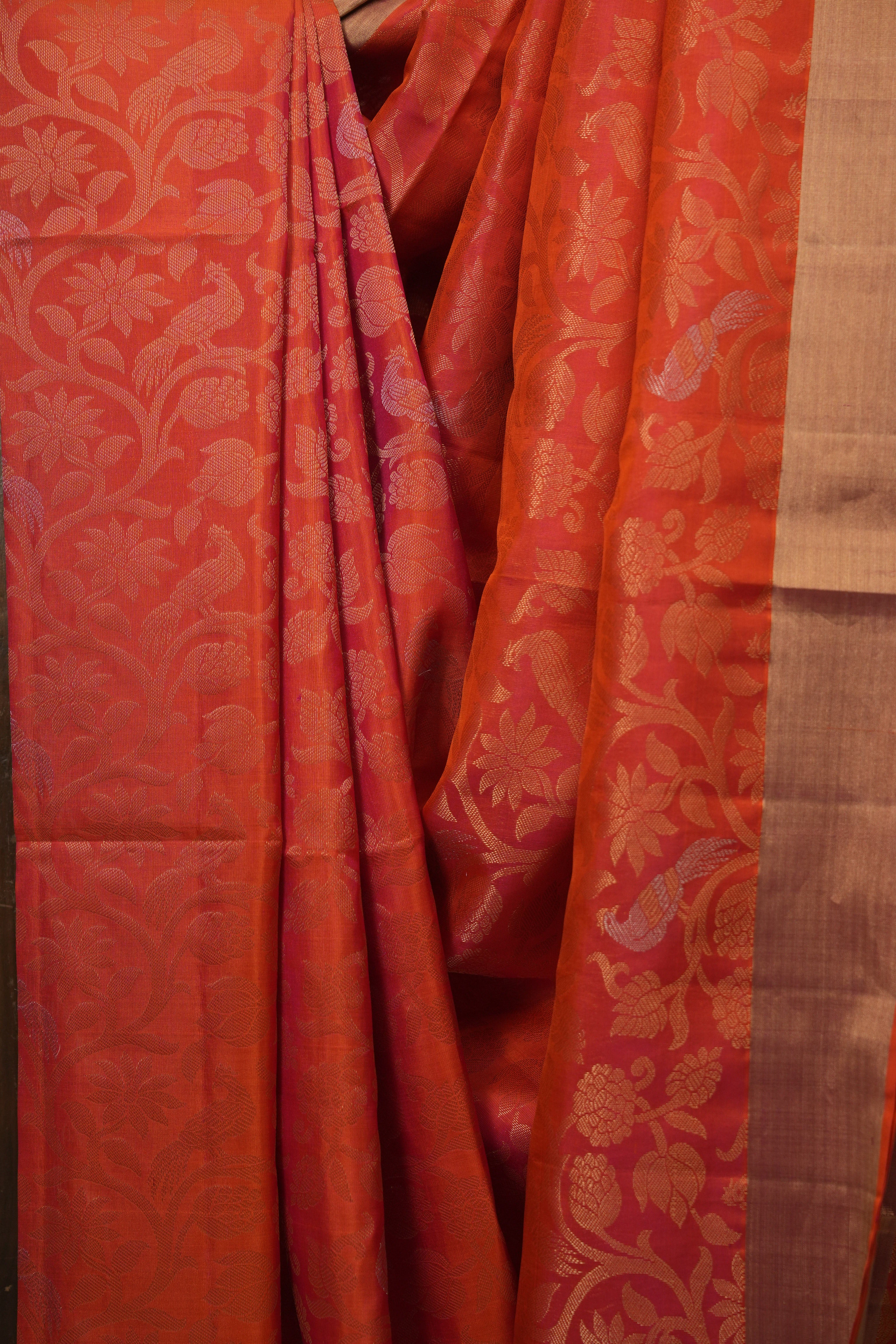 Dual Tone Peach Soft Silk Saree - SRDTPSSS466