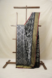 Silver Black Pochampalli Silk Ikat Saree - SRSBPSIS278