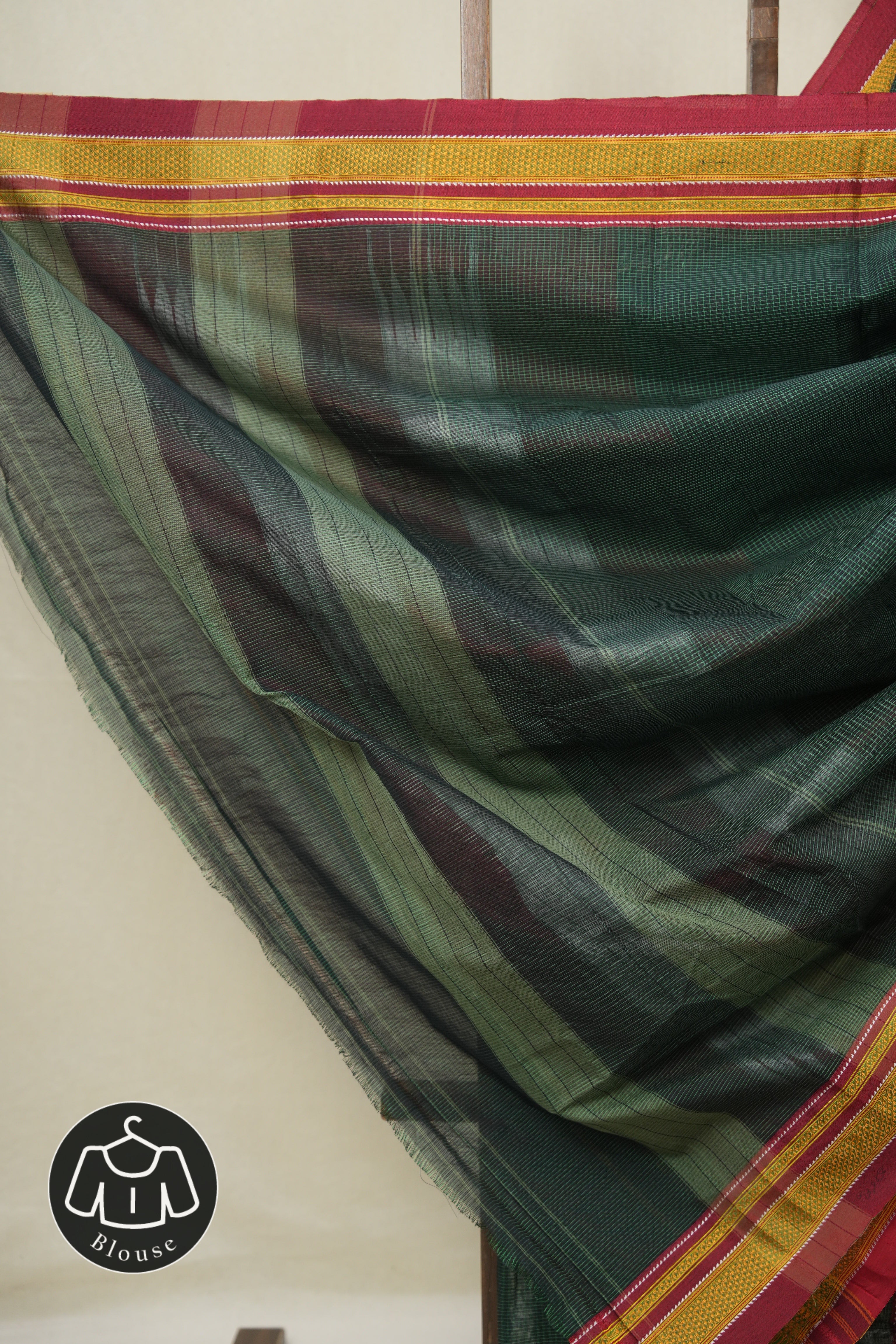 Green Mixed Cotton Ilkal Saree - SRGMCIS933