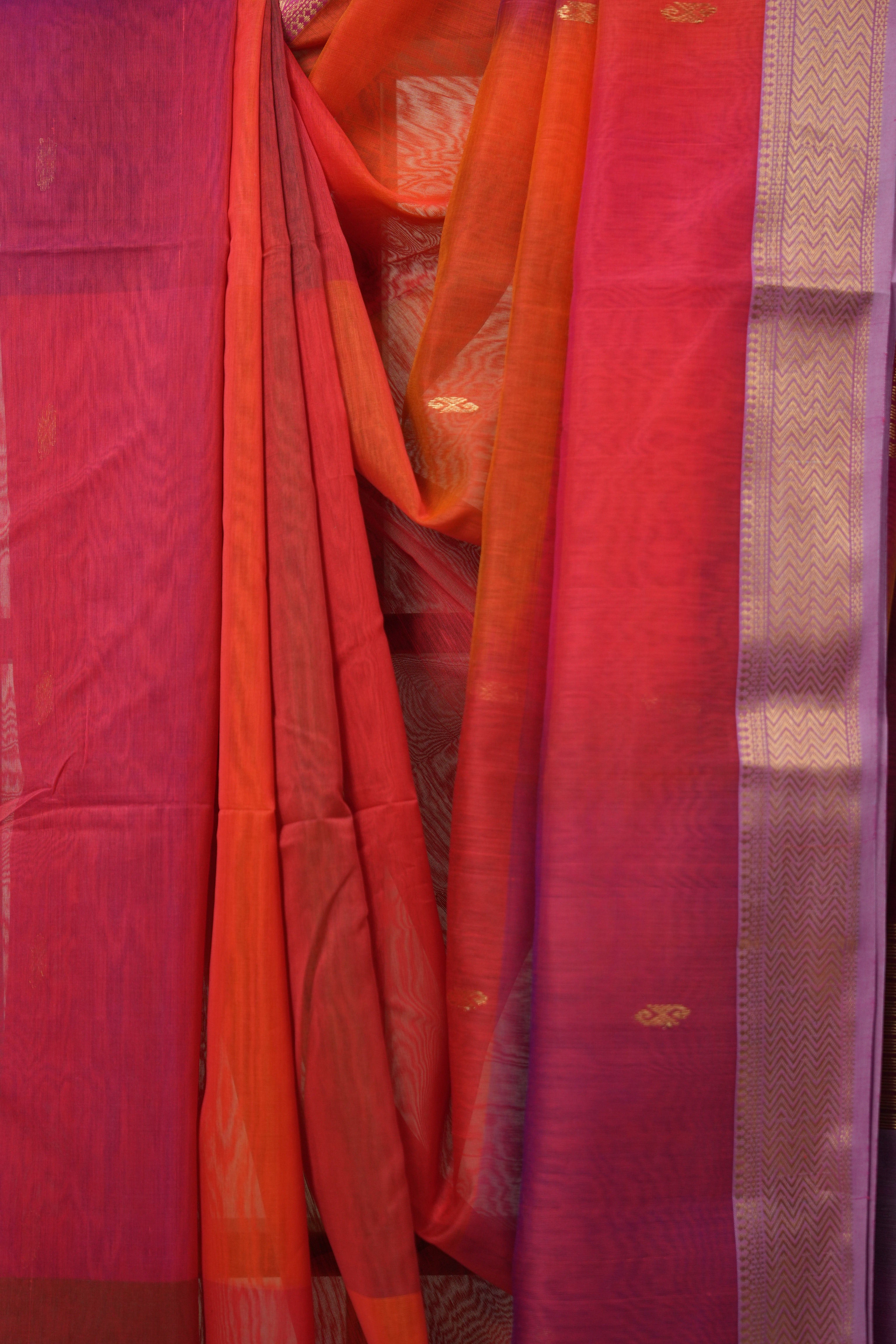 Red Pink Maheshwari Saree - SRRPMS1045
