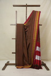 Orange Black Mixed Cotton Ilkal Saree - SROBMCIS932