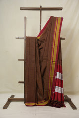 Orange Black Mixed Cotton Ilkal Saree - SROBMCIS932