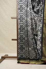Silver Black Pochampalli Silk Ikat Saree - SRSBPSIS278