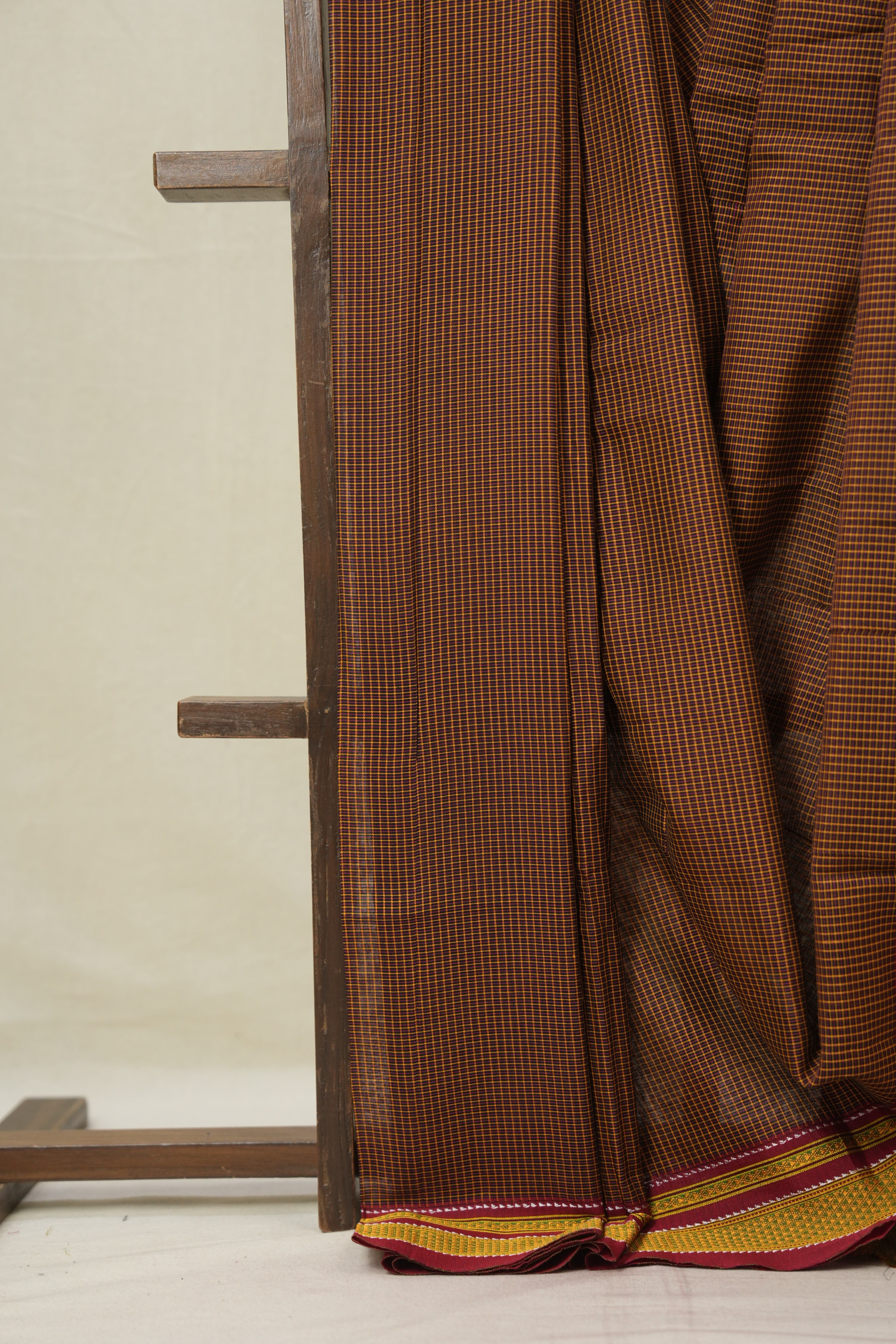 Orange Black Mixed Cotton Ilkal Saree - SROBMCIS932