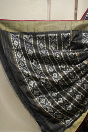 Silver Black Pochampalli Silk Ikat Saree - SRSBPSIS278