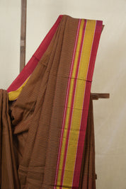 Orange Black Mixed Cotton Ilkal Saree - SROBMCIS932