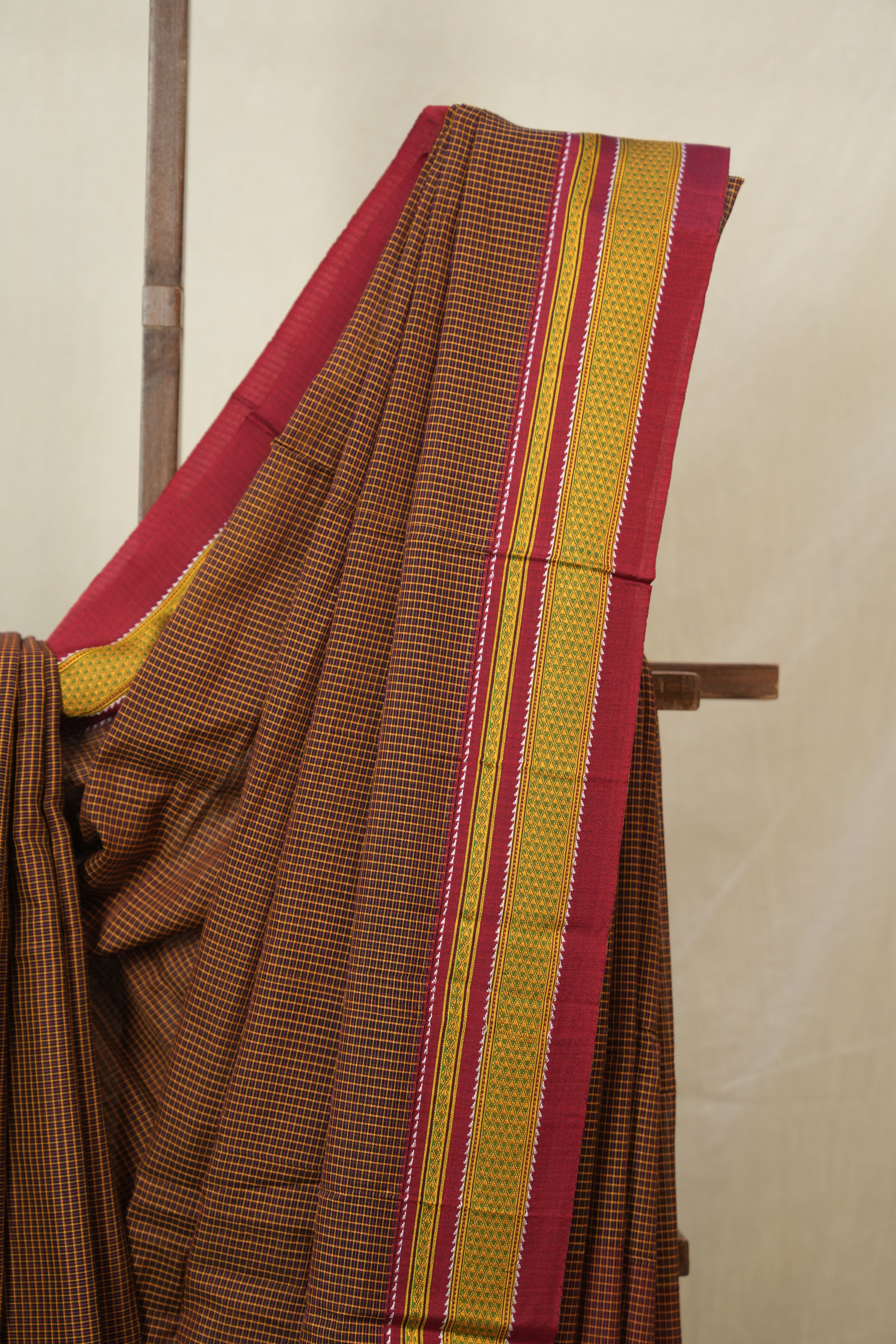 Orange Black Mixed Cotton Ilkal Saree - SROBMCIS932