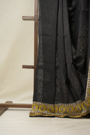 Black HBP Cotton Silk Saree With Maheshwari Border - SRBCSS1353