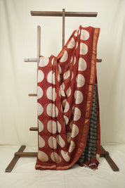 Maroon HBP Cotton Silk Saree With Maheshwari Border - SRMCSS1716