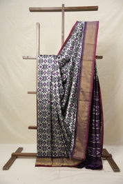 Purple Silver Pochampalli Silk Ikat Saree - SRPSPSIS277