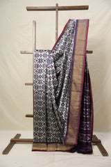 Purple Silver Pochampalli Silk Ikat Saree - SRPSPSIS277