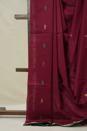 Maroon Maheshwari Saree - SRMMS1046