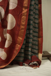 Maroon HBP Cotton Silk Saree With Maheshwari Border - SRMCSS1716