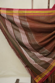 Orange Black Mixed Cotton Ilkal Saree - SROBMCIS932