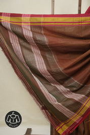 Orange Black Mixed Cotton Ilkal Saree - SROBMCIS932