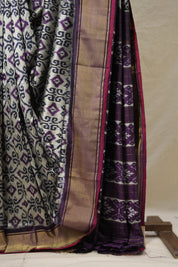 Purple Silver Pochampalli Silk Ikat Saree - SRPSPSIS277