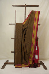 Orange Black Mixed Cotton Ilkal Saree - SROBMCIS929