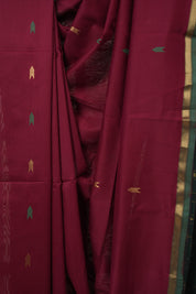 Maroon Maheshwari Saree - SRMMS1046