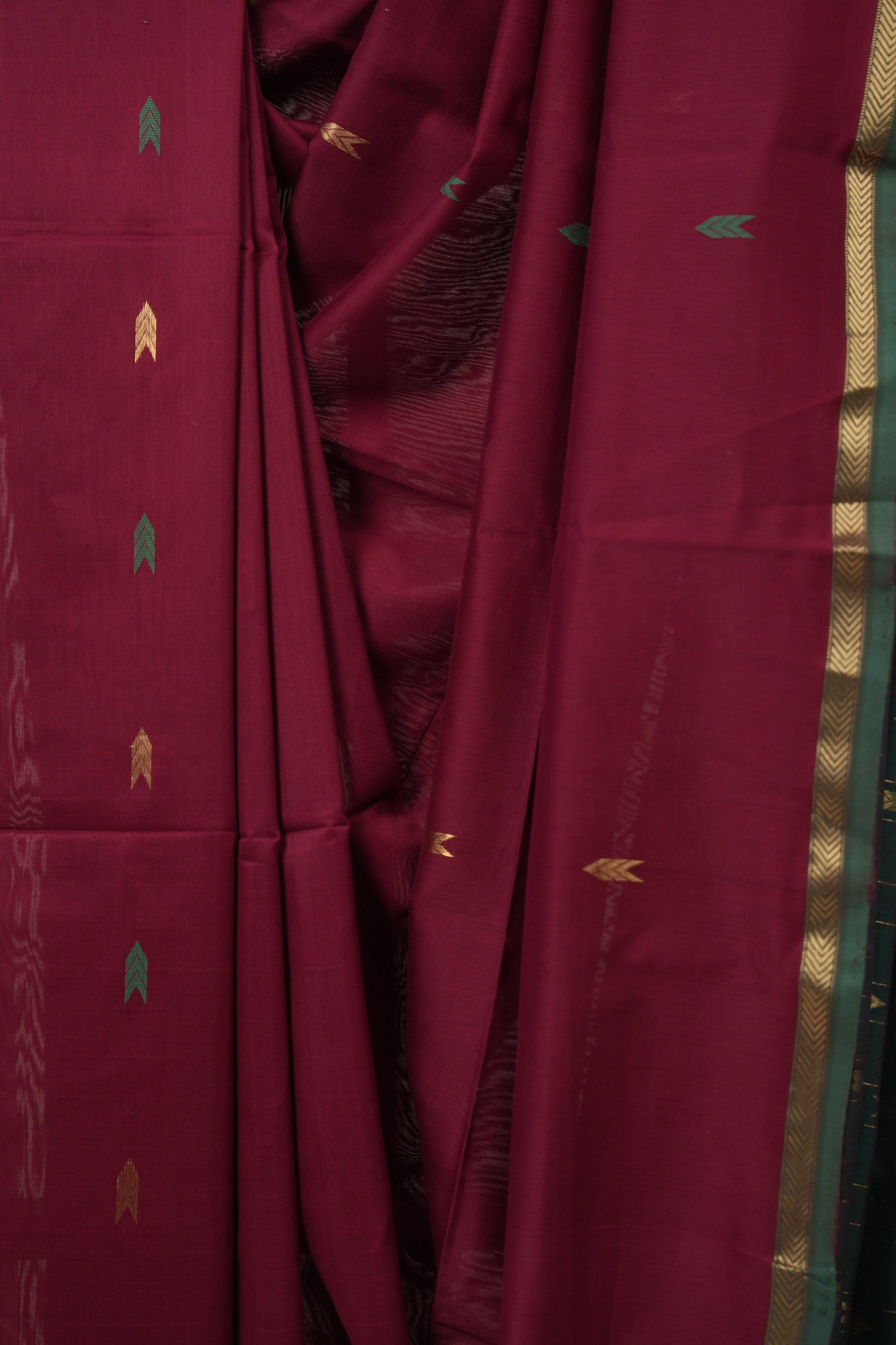 Maroon Maheshwari Saree - SRMMS1046
