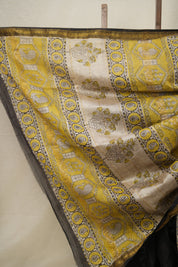 Black HBP Cotton Silk Saree With Maheshwari Border - SRBCSS1353