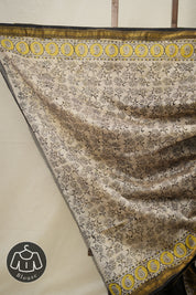 Black HBP Cotton Silk Saree With Maheshwari Border - SRBCSS1353