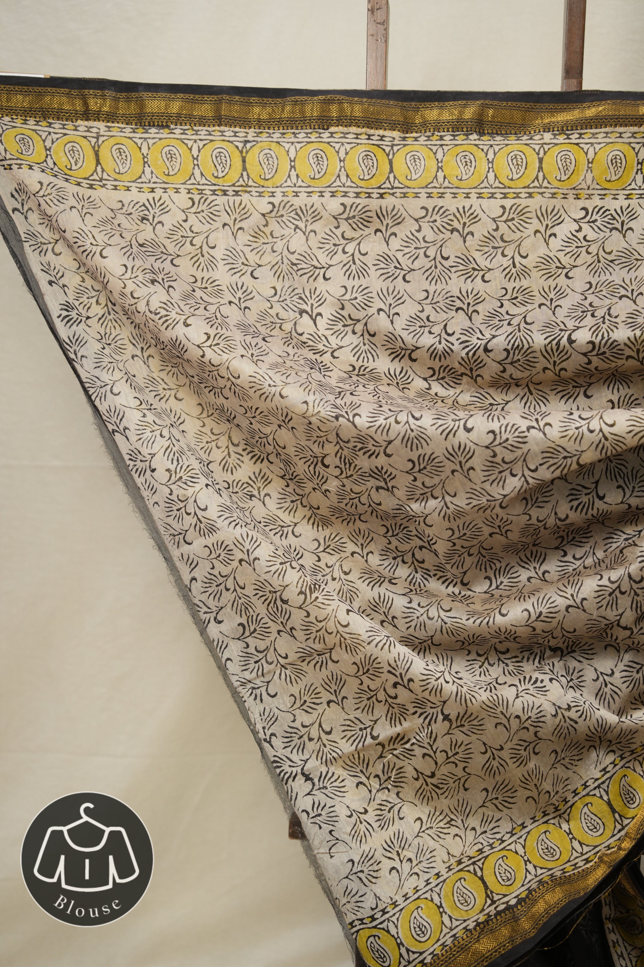 Black HBP Cotton Silk Saree With Maheshwari Border - SRBCSS1353