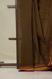 Orange Black Mixed Cotton Ilkal Saree - SROBMCIS929