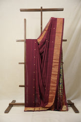 Maroon Cotton Paithani Saree - SRMCPS633