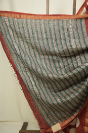 Maroon HBP Cotton Silk Saree With Maheshwari Border - SRMCSS1716