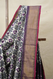 Purple Silver Pochampalli Silk Ikat Saree - SRPSPSIS277