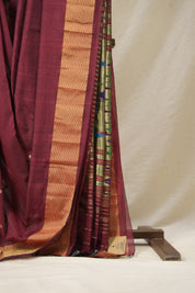 Maroon Cotton Paithani Saree - SRMCPS633