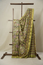 Parrot Green HBP Cotton Silk Saree With Maheshwari Border - SRPGCSS1332