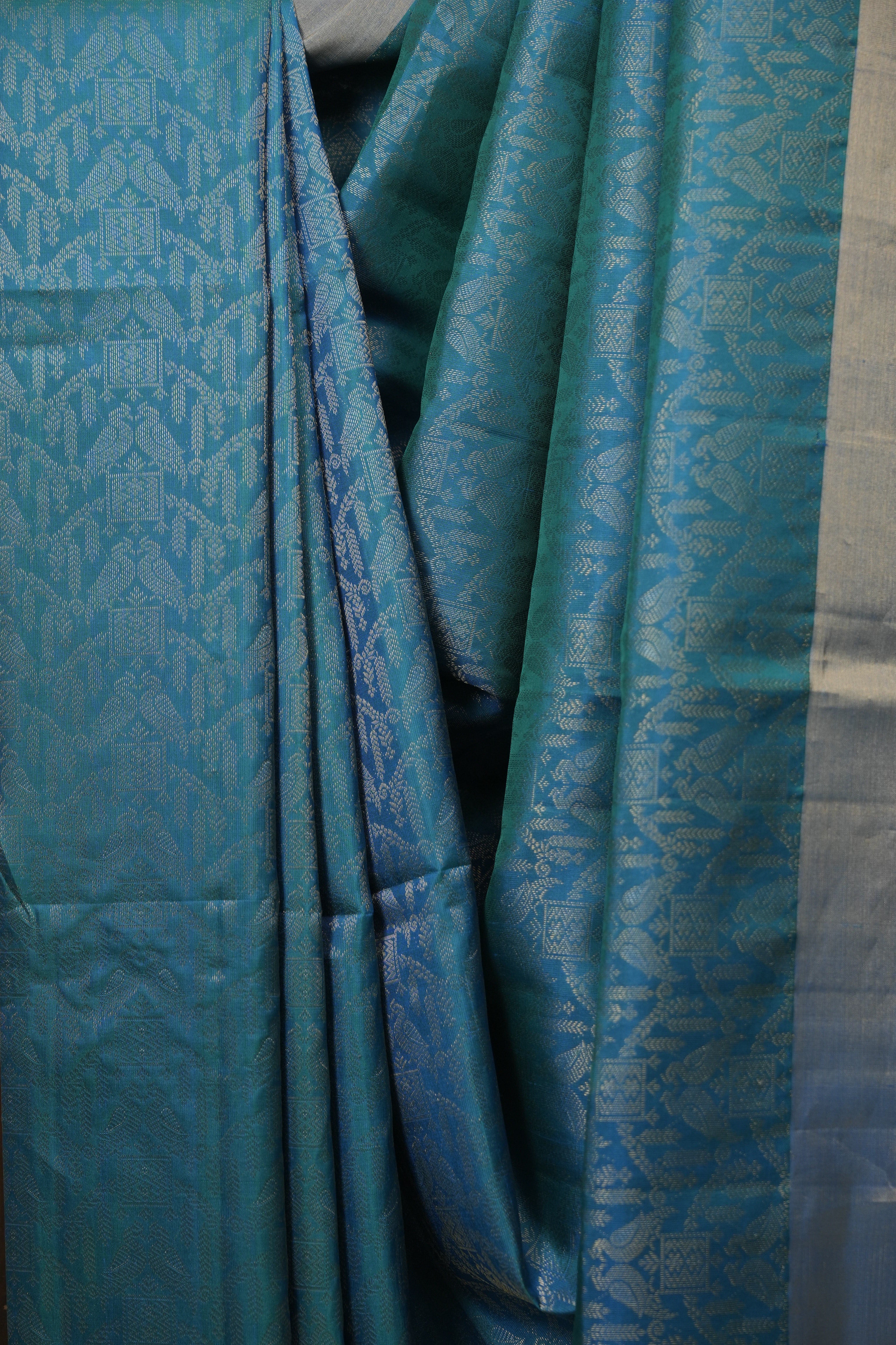 Peacock Blue Soft Silk Saree - SRPBSSS468