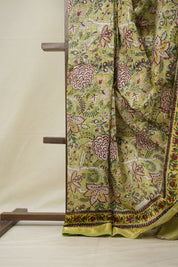 Parrot Green HBP Cotton Silk Saree With Maheshwari Border - SRPGCSS1332