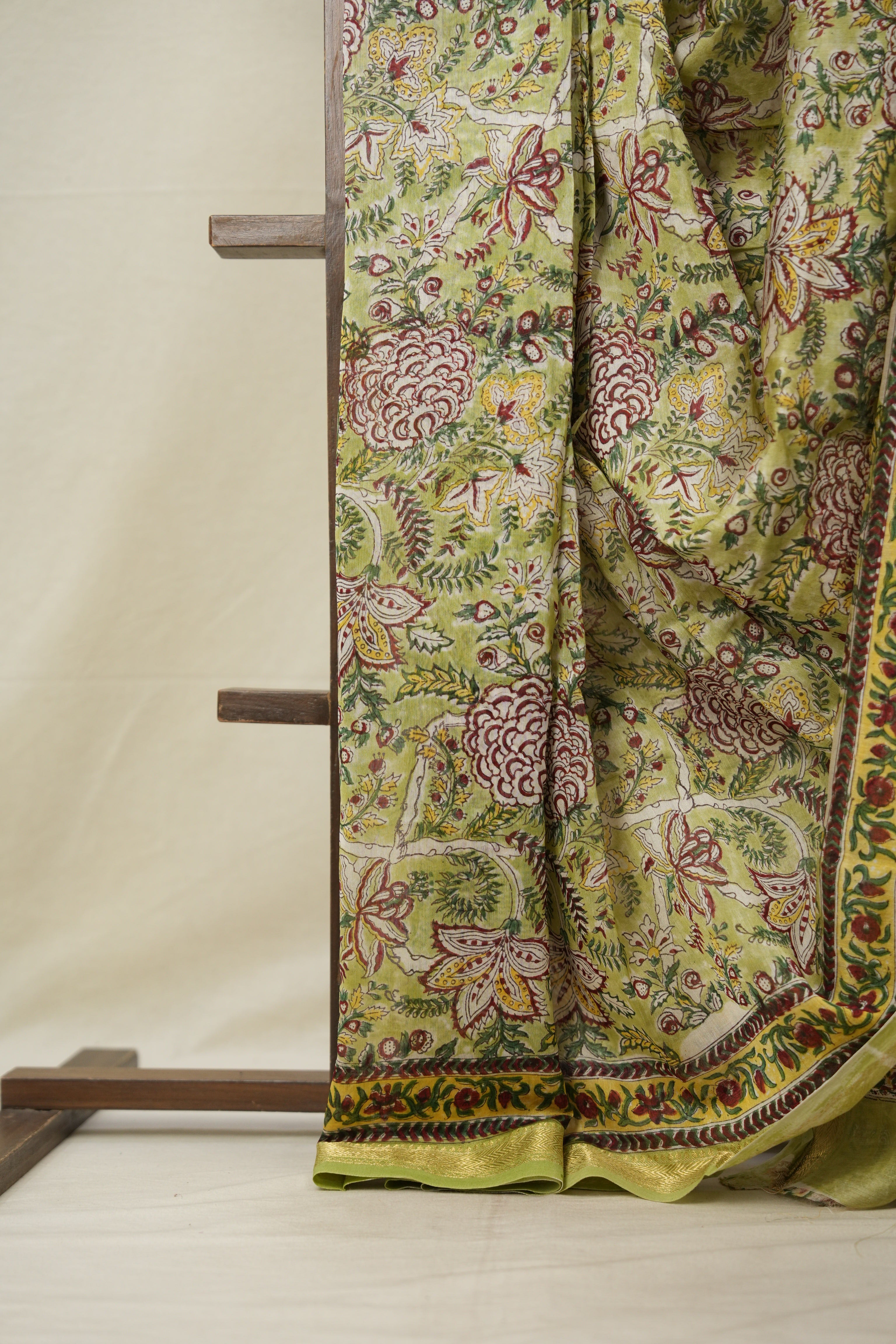 Parrot Green HBP Cotton Silk Saree With Maheshwari Border - SRPGCSS1332