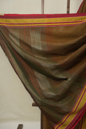 Orange Black Mixed Cotton Ilkal Saree - SROBMCIS929
