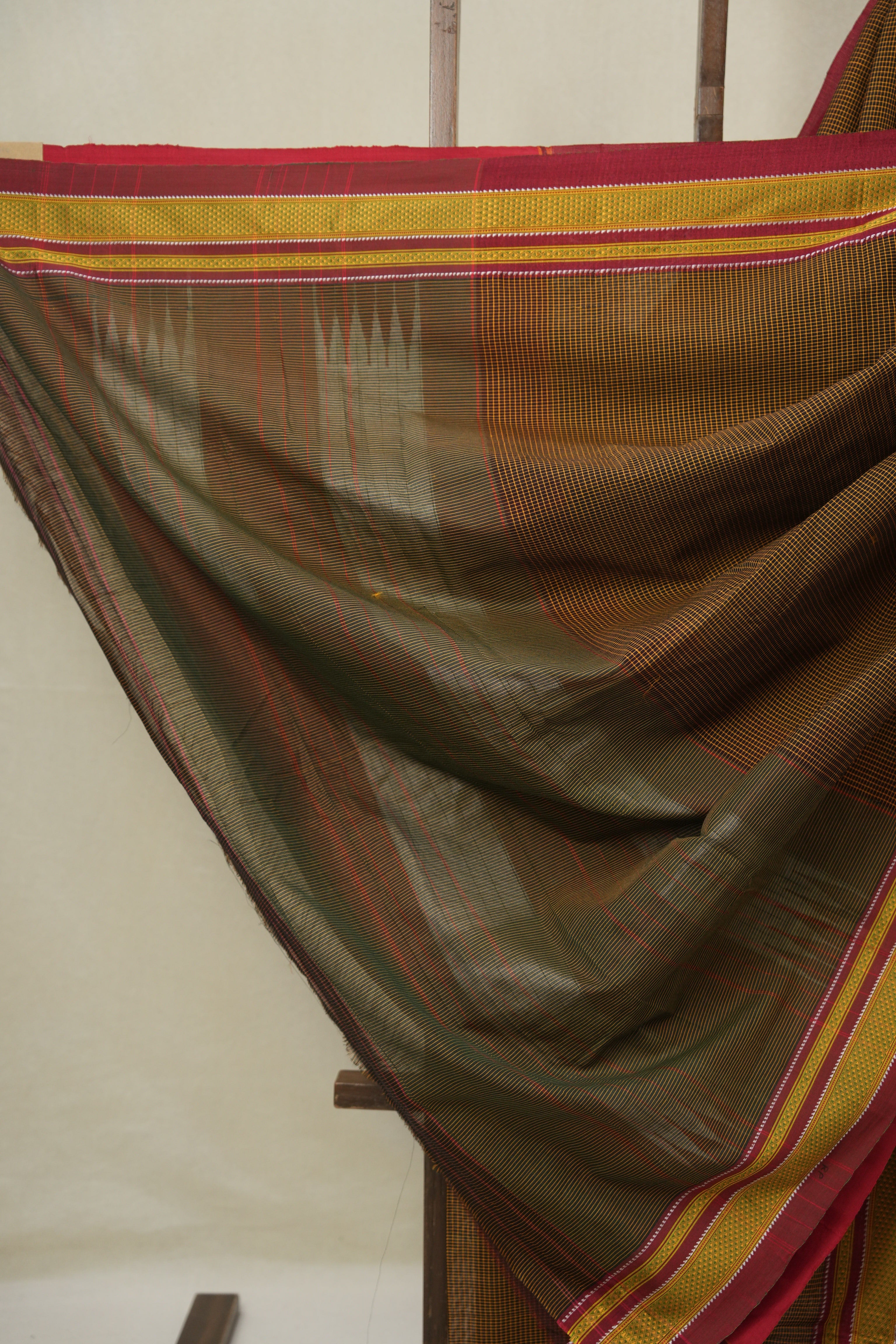 Orange Black Mixed Cotton Ilkal Saree - SROBMCIS929