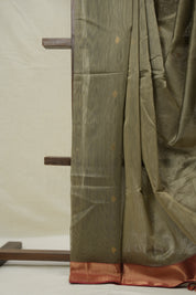 Ivory Grey Maheshwari Saree - SRIGMS1033