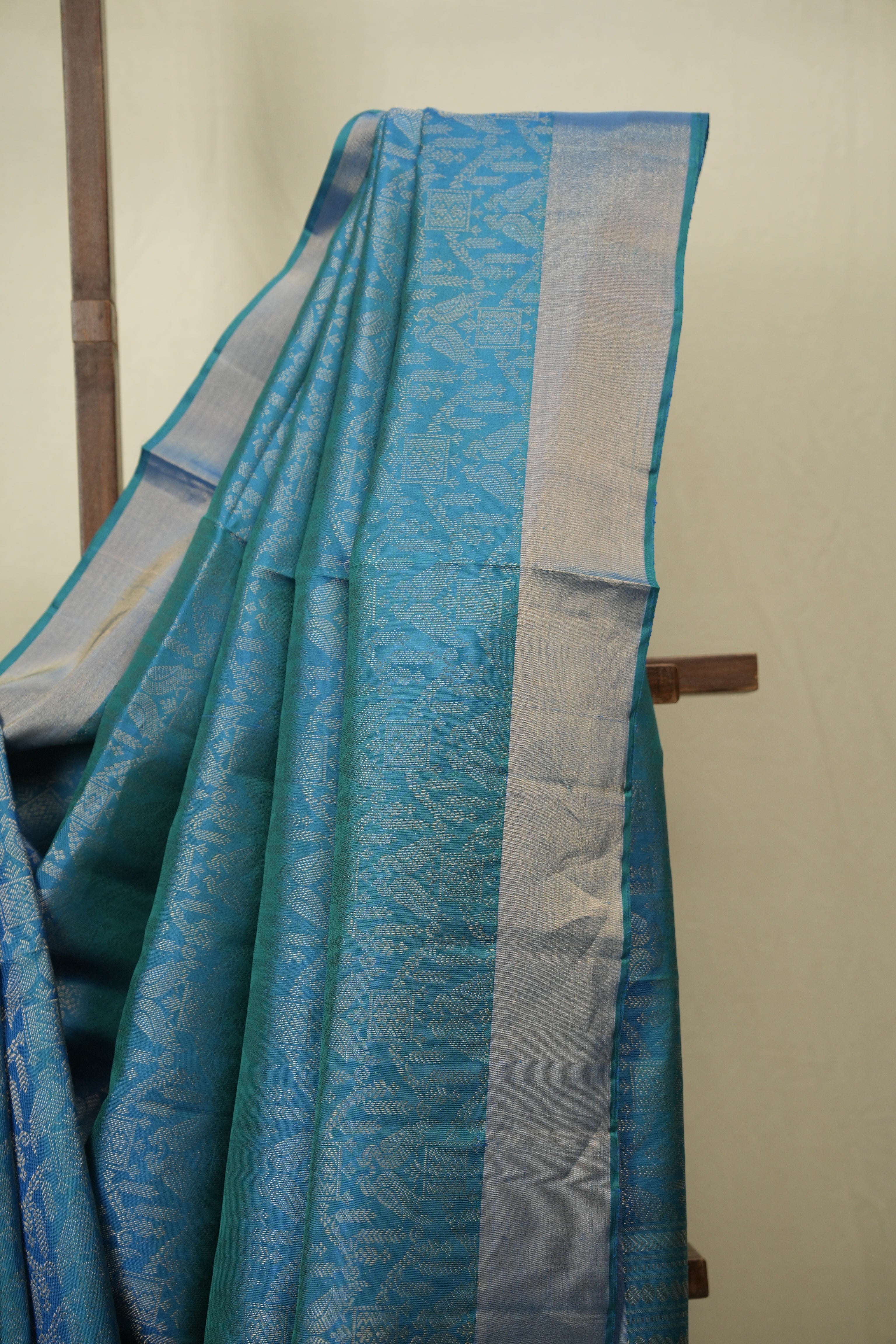 Peacock Blue Soft Silk Saree - SRPBSSS468