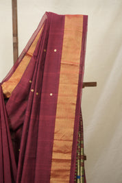 Maroon Cotton Paithani Saree - SRMCPS633