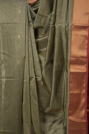 Ivory Grey Maheshwari Saree - SRIGMS1033
